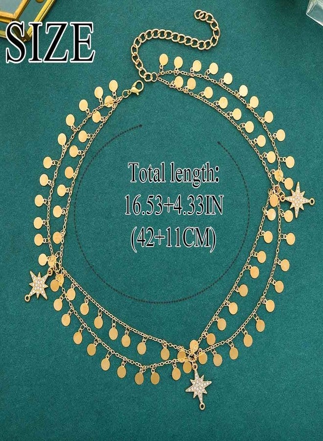 Urieo Gold Sequin Head Chain Jewelry, Star Halo Rhinestone Headpiece, Boho Crystal Prom Halloween Hair Accessories for Girls - Image 2